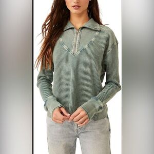 Free people Aston zip thermal dried pine XS